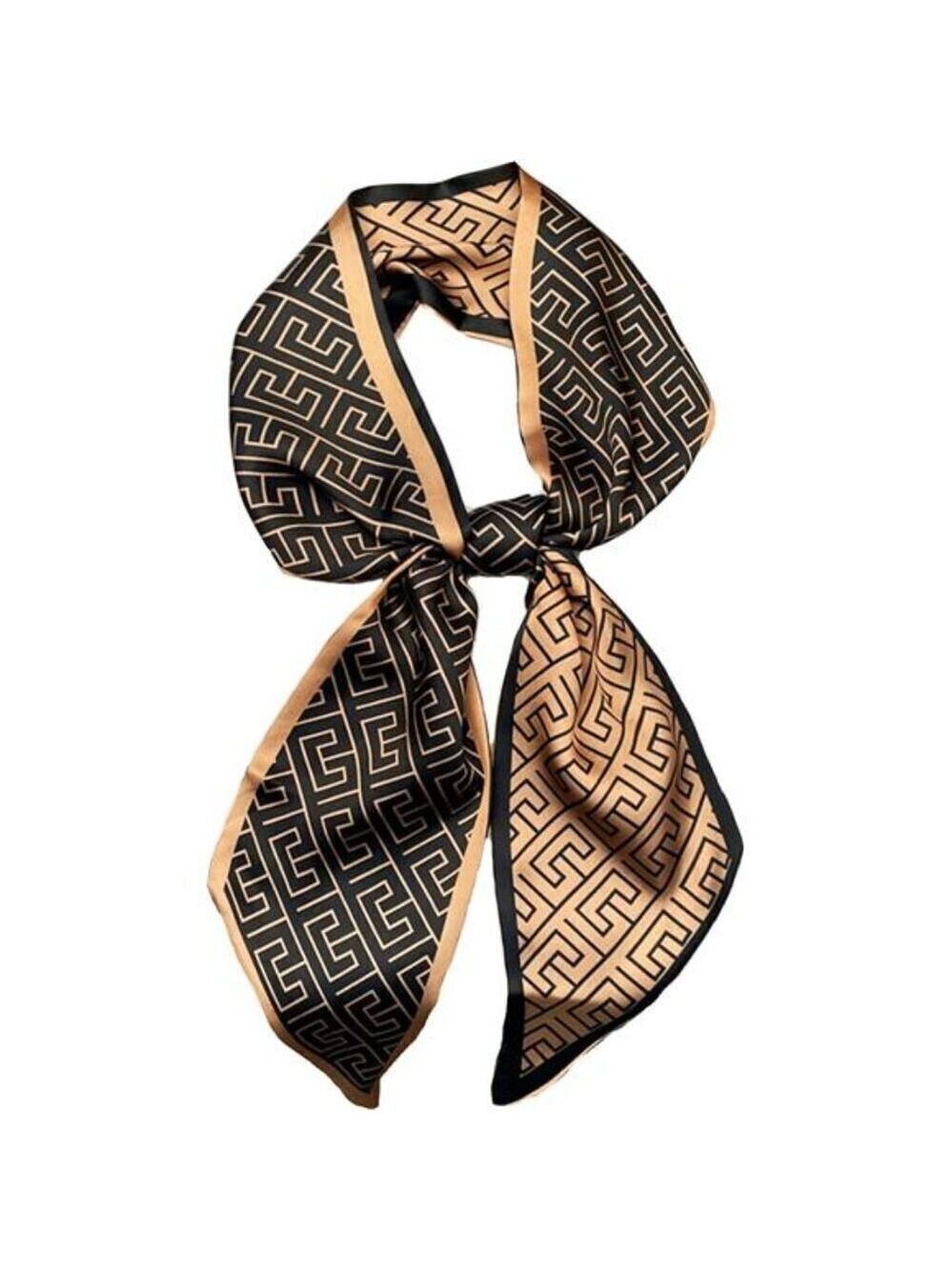 Purse Scarf For Handbags Head Scarves Black and Brown Hair Scarfs Long Skinny